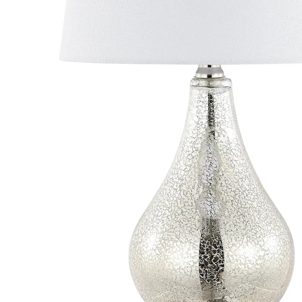 Set of Two 21" Nickel Gourd Table Lamps LED With Empire Shades HomeRoots