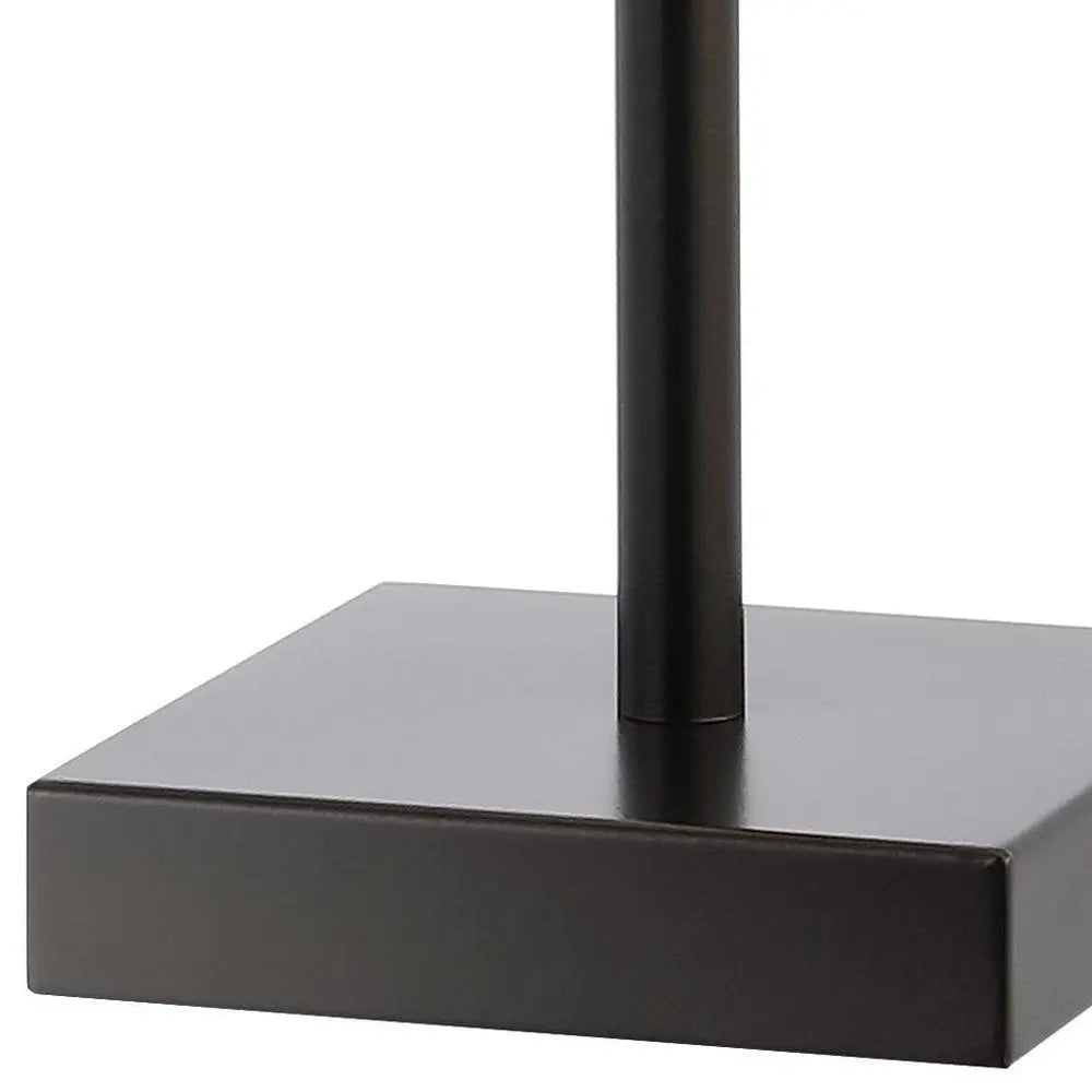 Set of Two 26" Antiqued Bronze Swing Arm Table Lamps LED With Square Shades HomeRoots