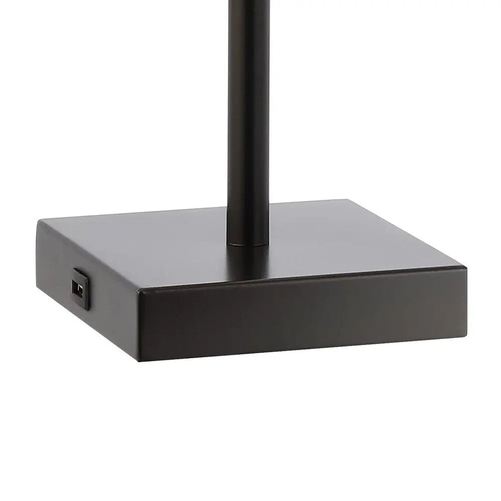 Set of Two 26" Antiqued Bronze Swing Arm Table Lamps LED With Square Shades HomeRoots