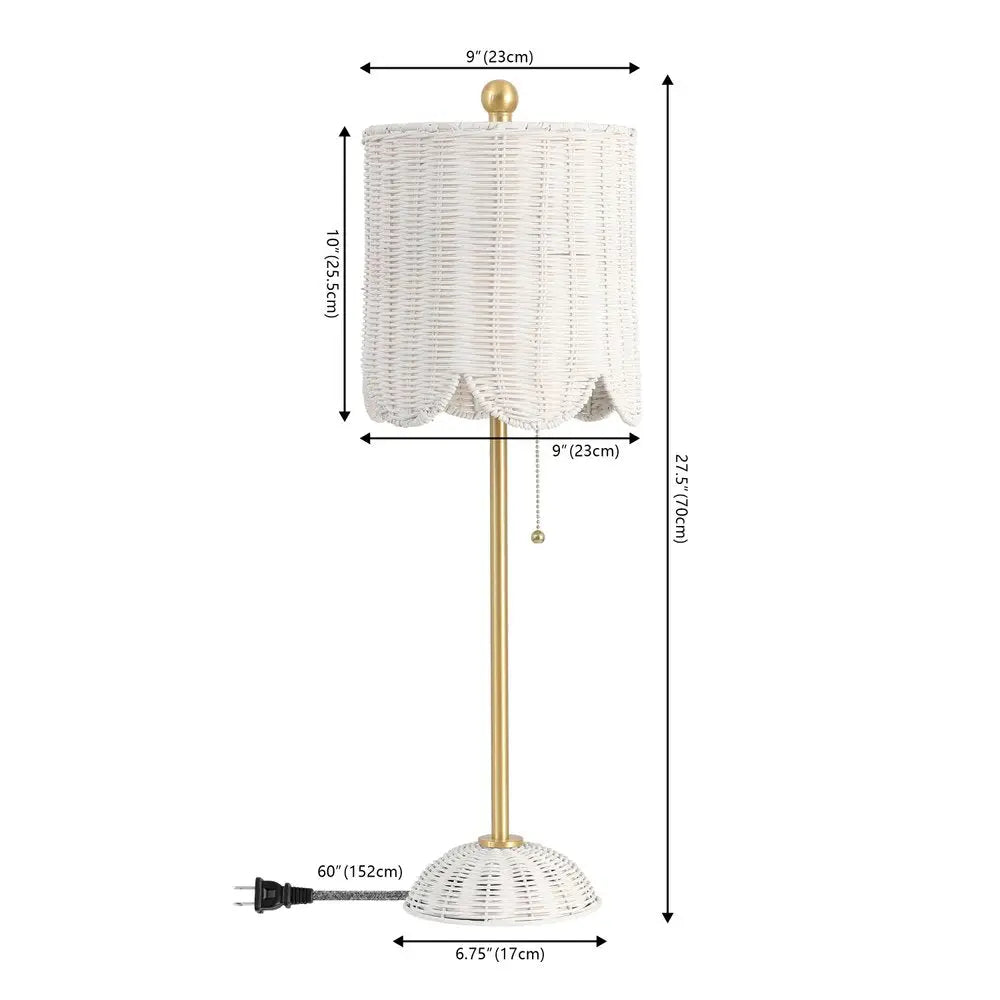 Set of Two 28" White Table Lamps LED With Drum Shades HomeRoots