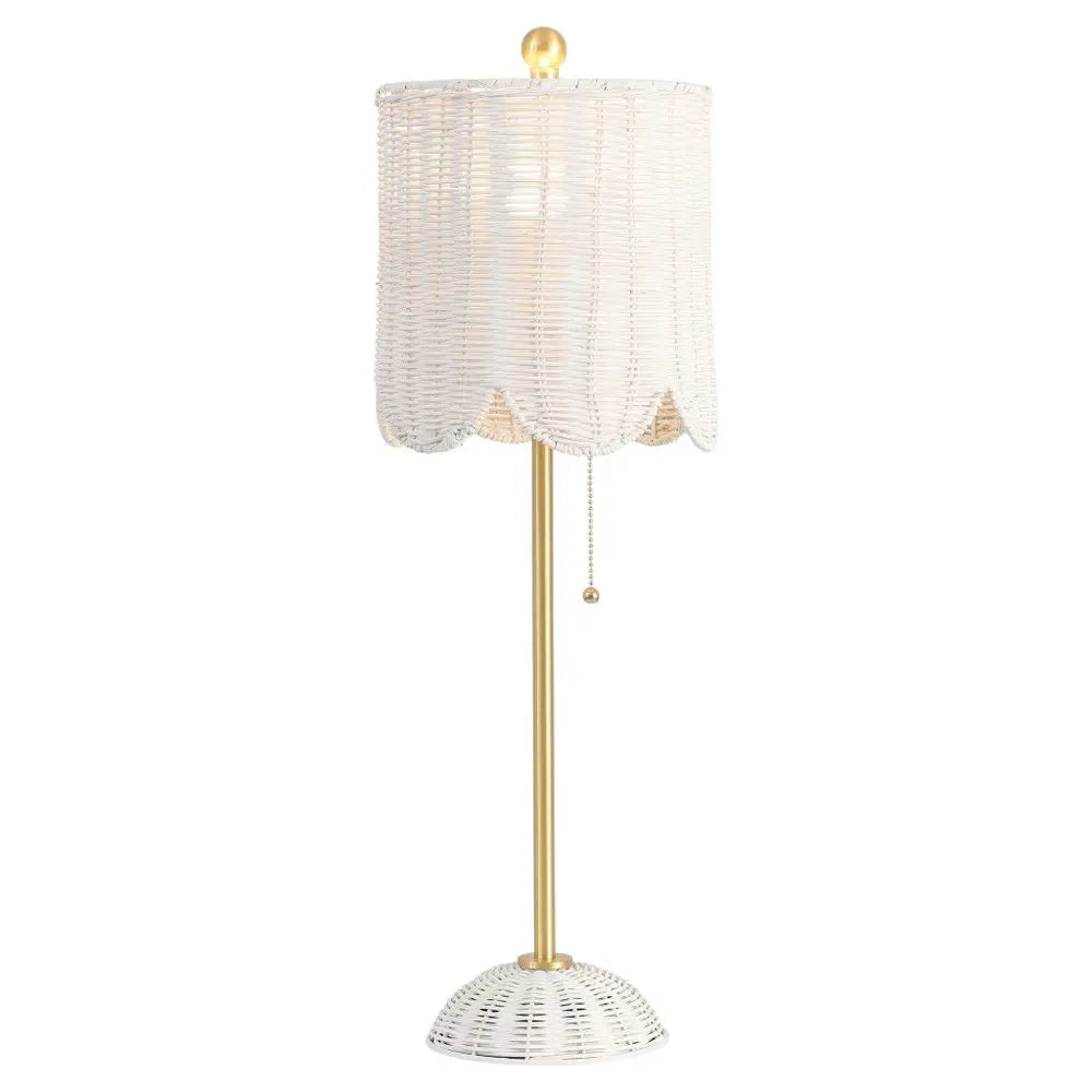 Set of Two 28" White Table Lamps LED With Drum Shades HomeRoots