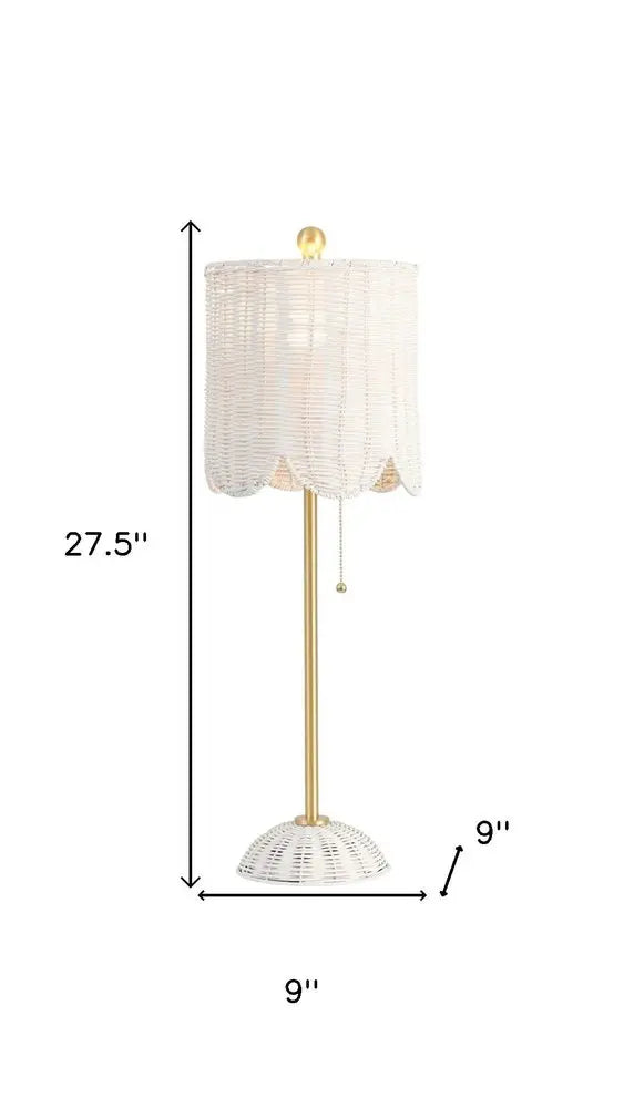 Set of Two 28" White Table Lamps LED With Drum Shades HomeRoots