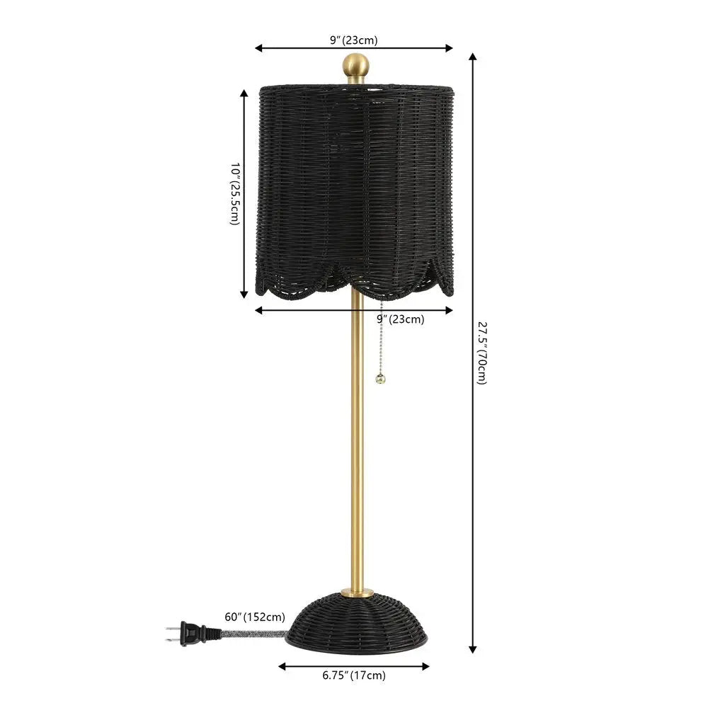 Set of Two 28" Black Table Lamps LED With Drum Shades HomeRoots