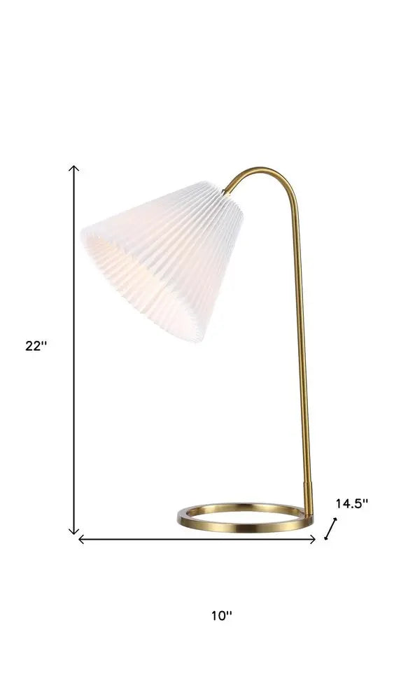 22" Gold Swing Arm Geometric Table Lamp LED With Empire Shade HomeRoots