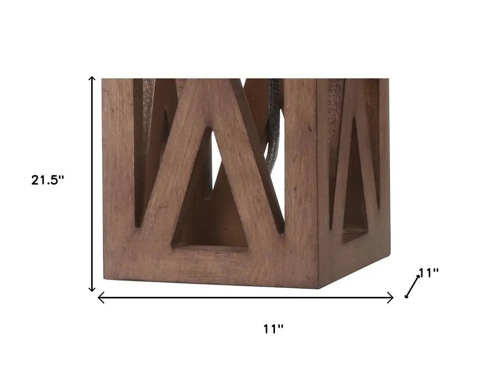 22" Brown Table Lamp LED With Drum Shade HomeRoots