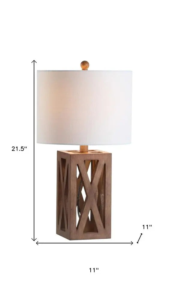Set of Two 22" Brown Table Lamps LED With Drum Shades HomeRoots