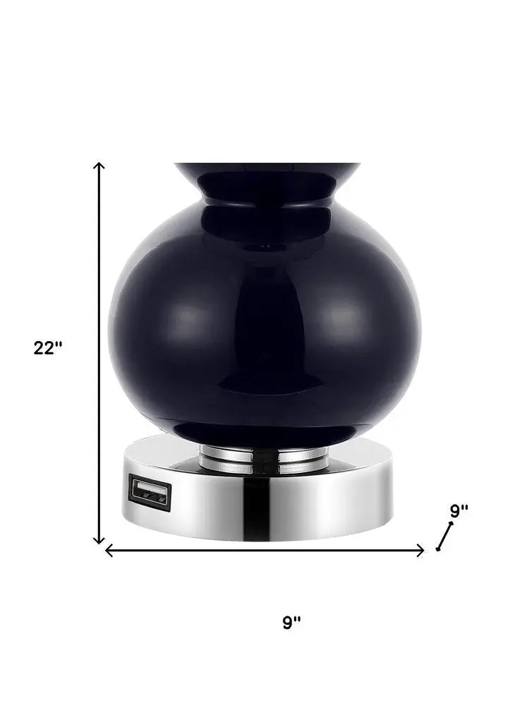 Set of Two 22" Silver Gourd Table Lamps LED With Drum Shades HomeRoots