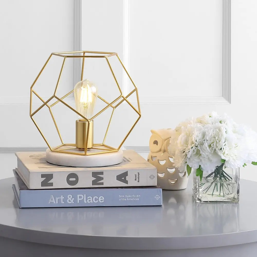10" White Geometric Table Lamp LED HomeRoots