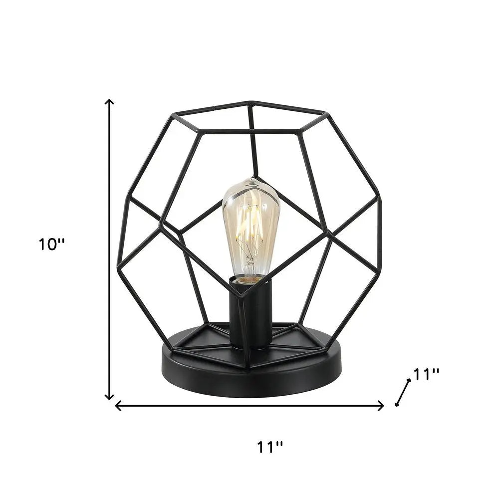10" Black Geometric Table Lamp LED HomeRoots