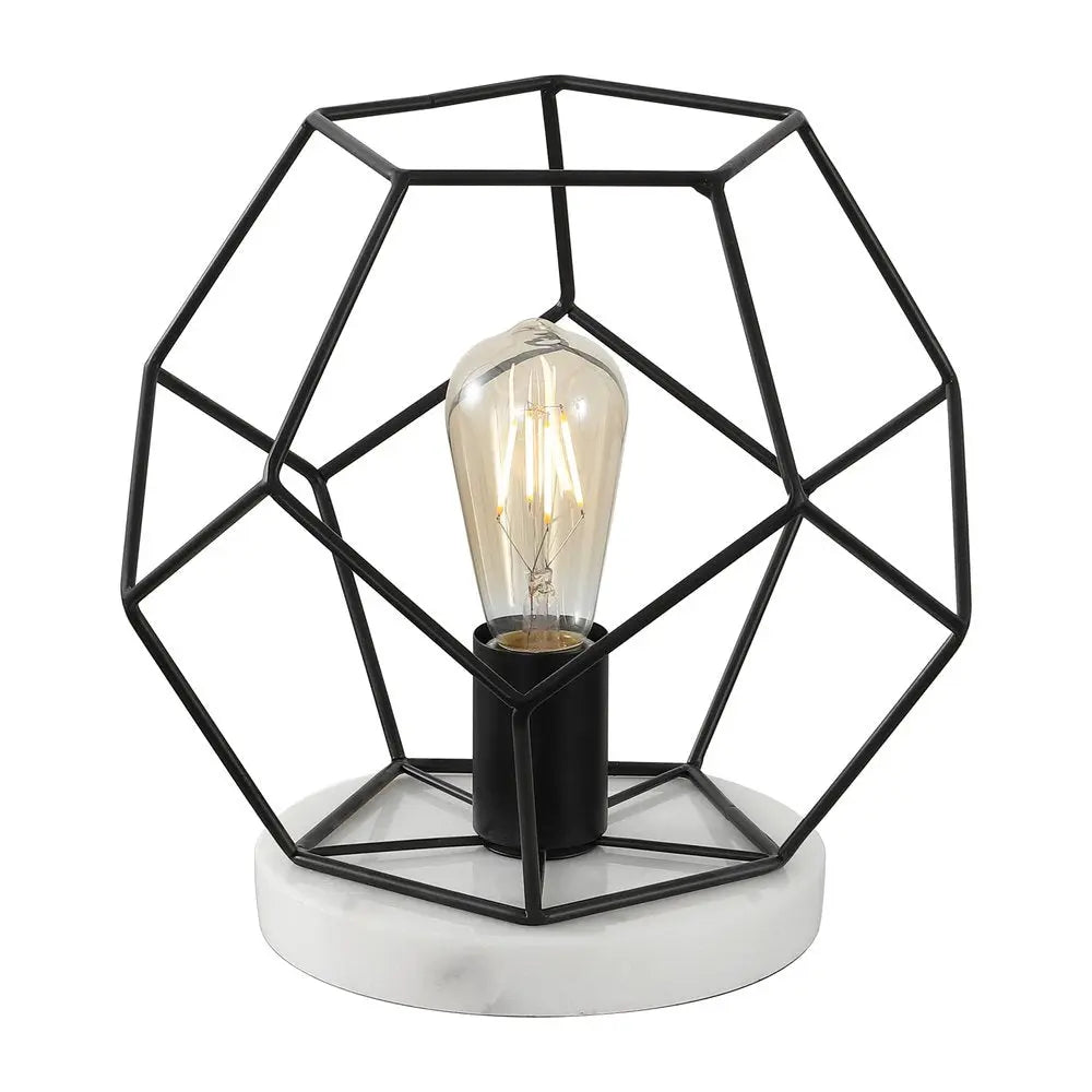 10" White Geometric Table Lamp LED HomeRoots