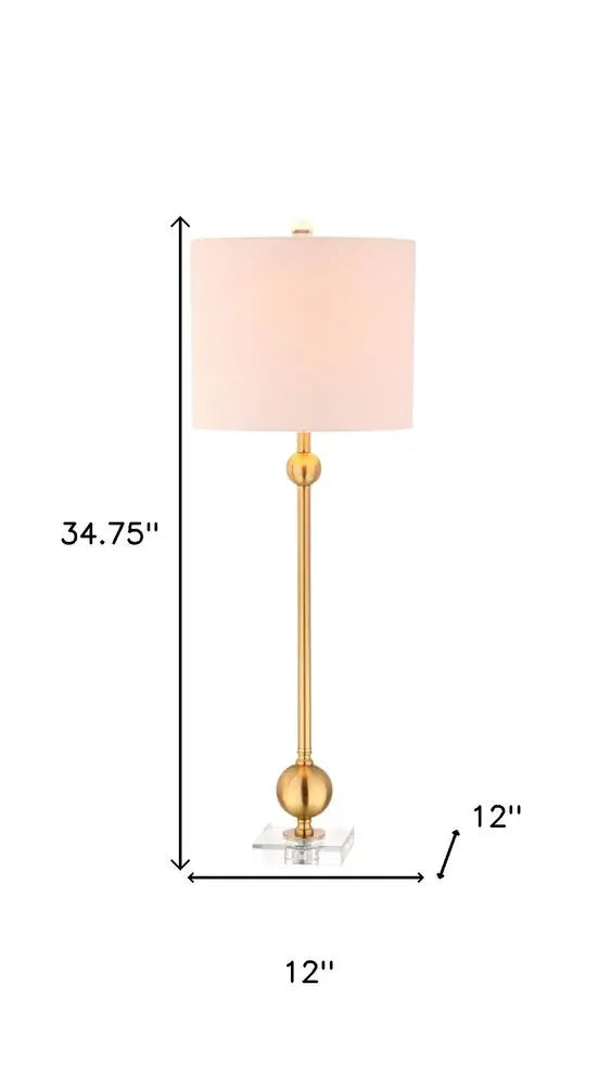 Set of Two 35" Clear Novelty Table Lamps LED With Drum Shades HomeRoots