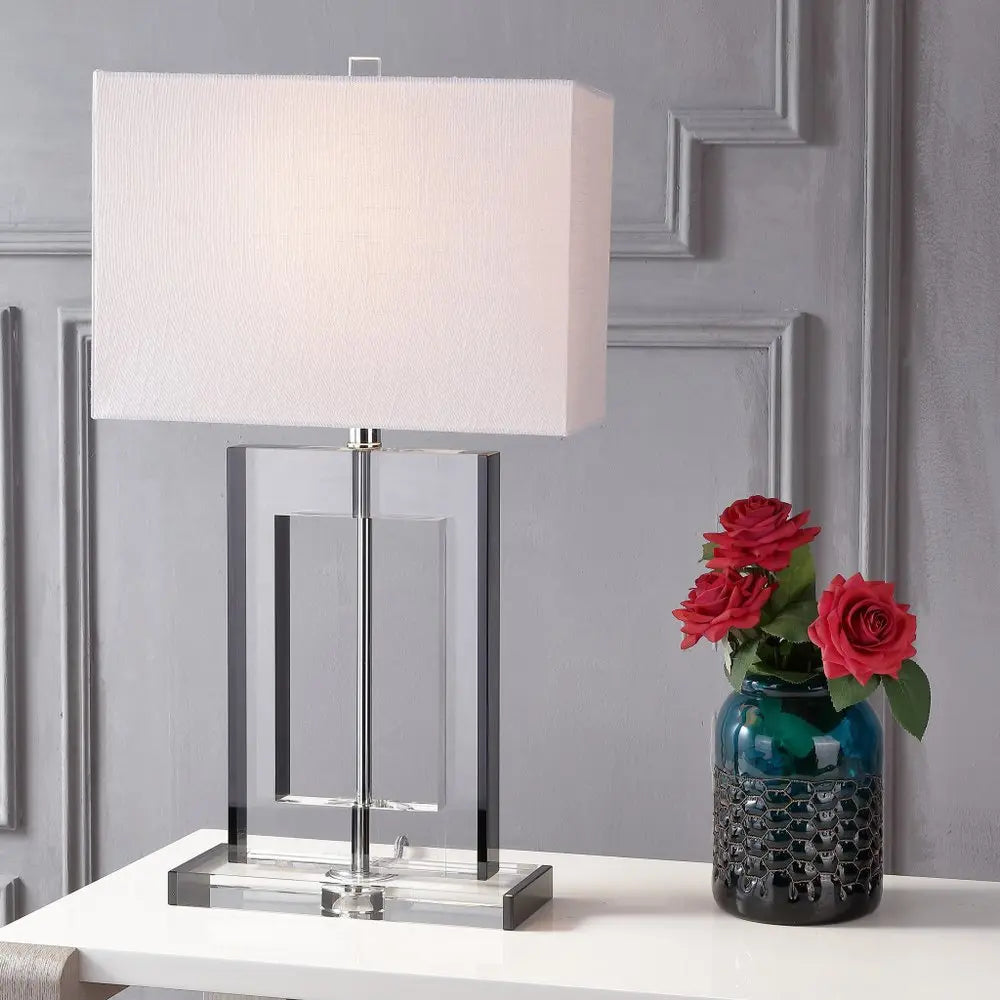 26" Clear Novelty Table Lamp LED With Drum Shade HomeRoots