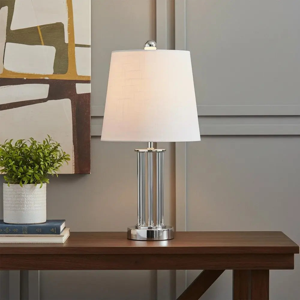 18" Silver Novelty Desk Lamp LED With Empire Shade HomeRoots