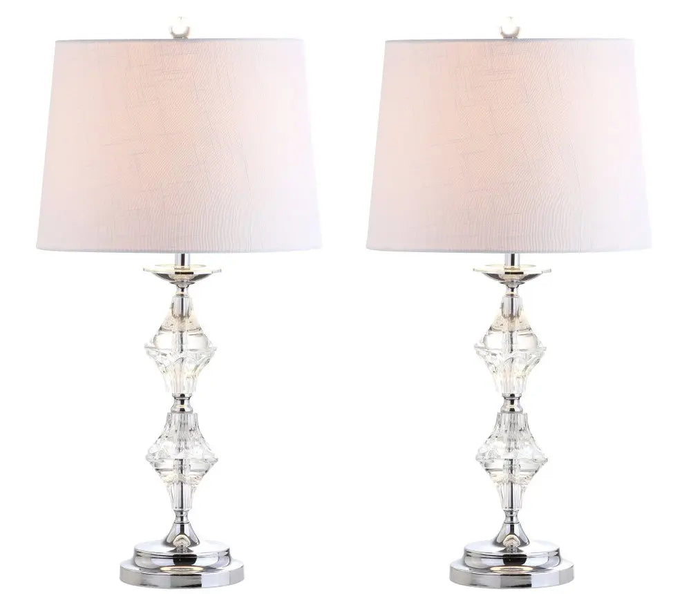Set of Two 28" Silver Novelty Table Lamps LED With Drum Shades HomeRoots