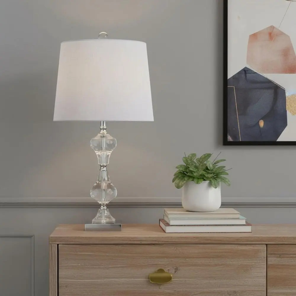 26" Silver Novelty Table Lamp LED With Empire Shade HomeRoots