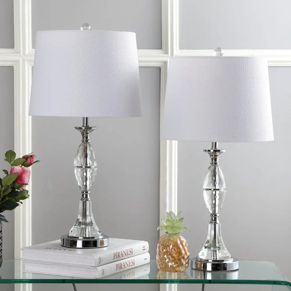 Set of Two 26" Silver Novelty Table Lamps LED With Drum Shades HomeRoots