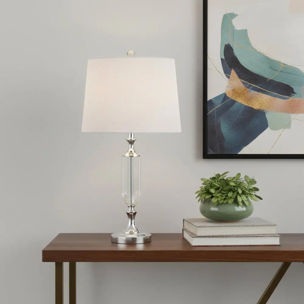 27" Silver Novelty Table Lamp LED With Empire Shade HomeRoots