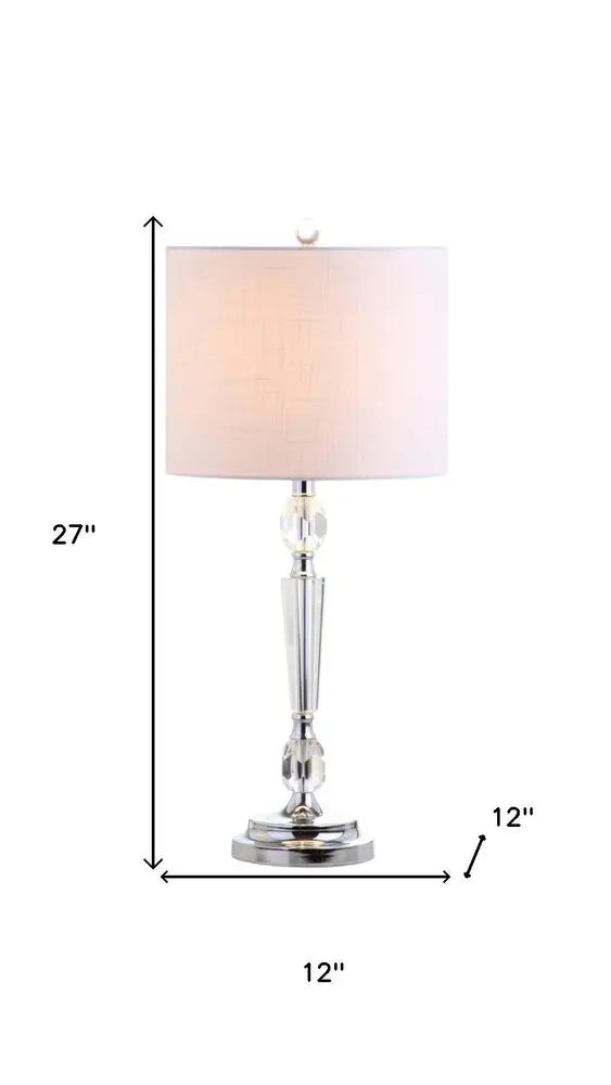 Set of Two 27" Silver Novelty Table Lamps LED With Drum Shades HomeRoots