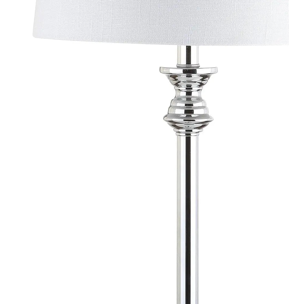 Set of Two 33" Silver Novelty Table Lamps LED With Drum Shades HomeRoots
