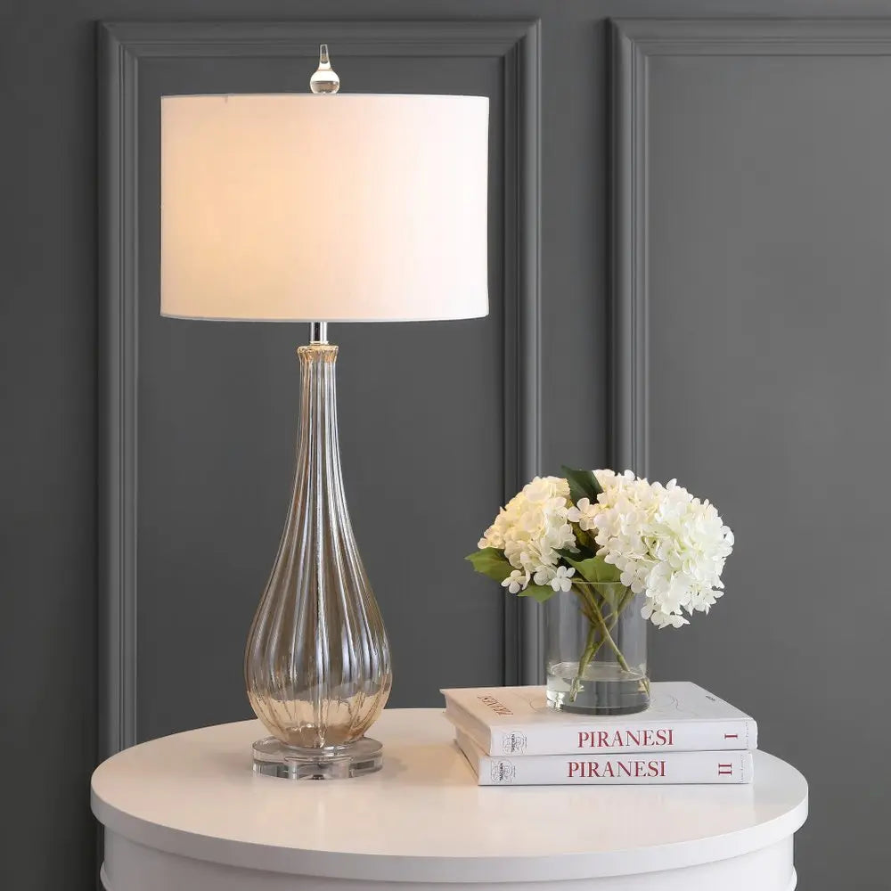 33" Clear Novelty Table Lamp LED With Drum Shade HomeRoots