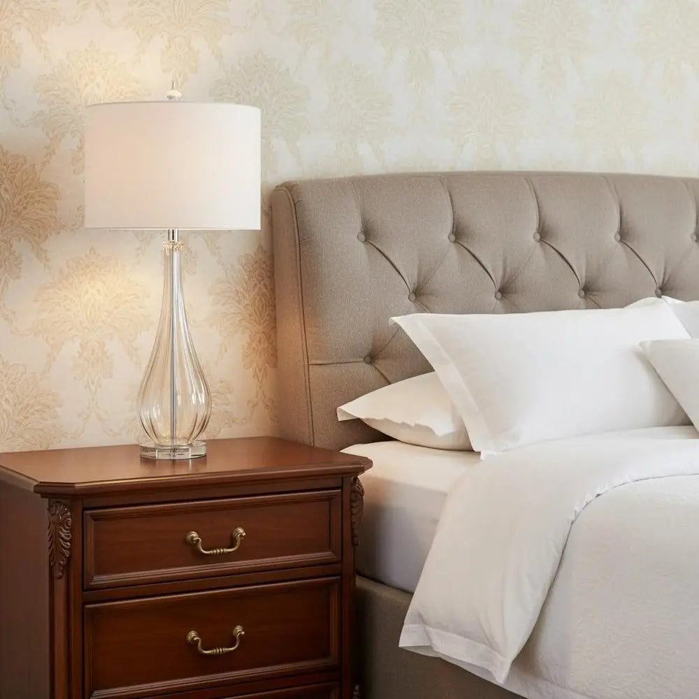 33" Clear Novelty Table Lamp LED With Drum Shade HomeRoots