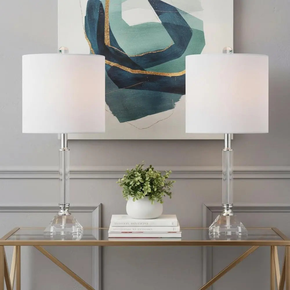 Set of Two 20" Clear Novelty Table Lamps LED With Globe Shades HomeRoots