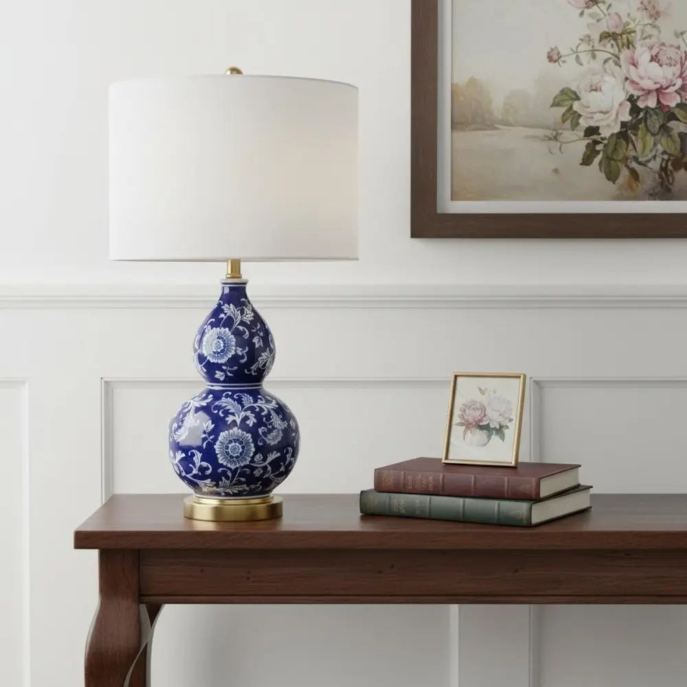 27" Gold Novelty Table Lamp LED With Drum Shade HomeRoots