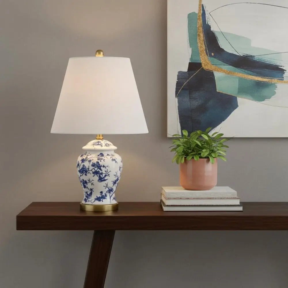 22" Gold Urn Table Lamp LED With Empire Shade HomeRoots