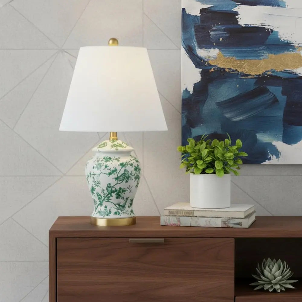 22" Gold Urn Table Lamp LED With Empire Shade HomeRoots