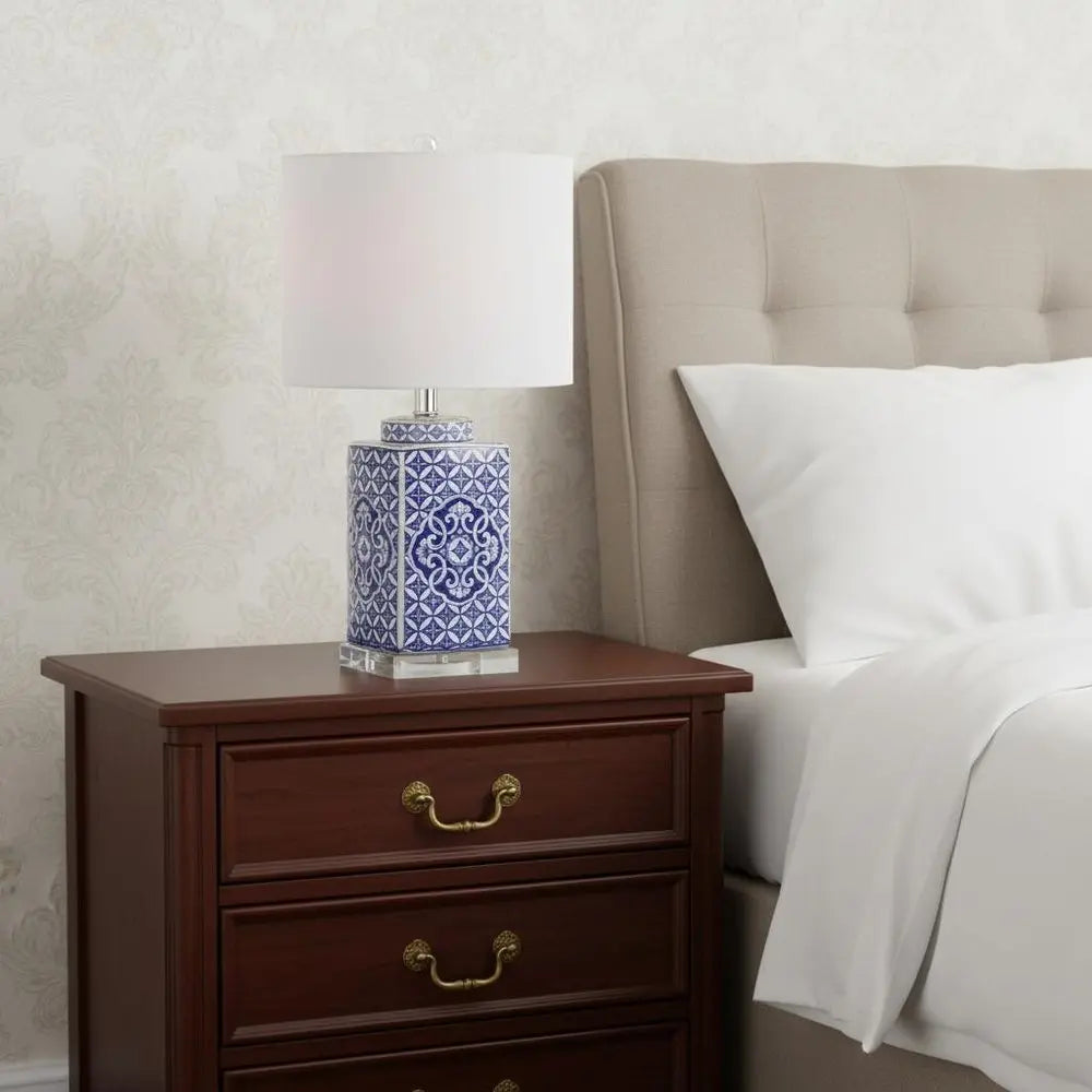 23" Clear Novelty Table Lamp LED With Drum Shade HomeRoots