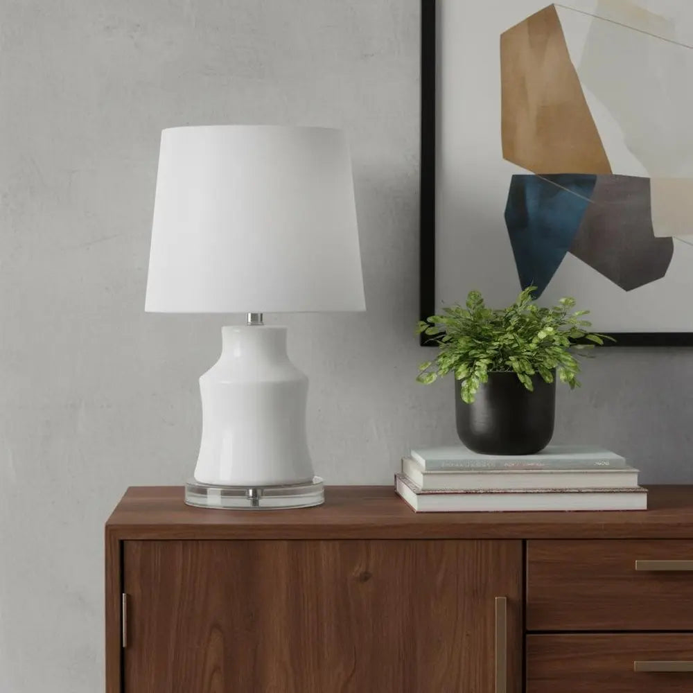 27" Clear Novelty Table Lamp LED With Drum Shade HomeRoots