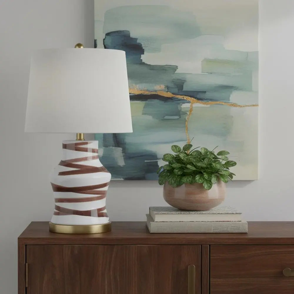 29" Gold Novelty Table Lamp LED With Drum Shade HomeRoots