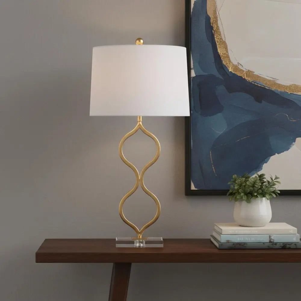 32" Clear Novelty Table Lamp LED With Drum Shade HomeRoots