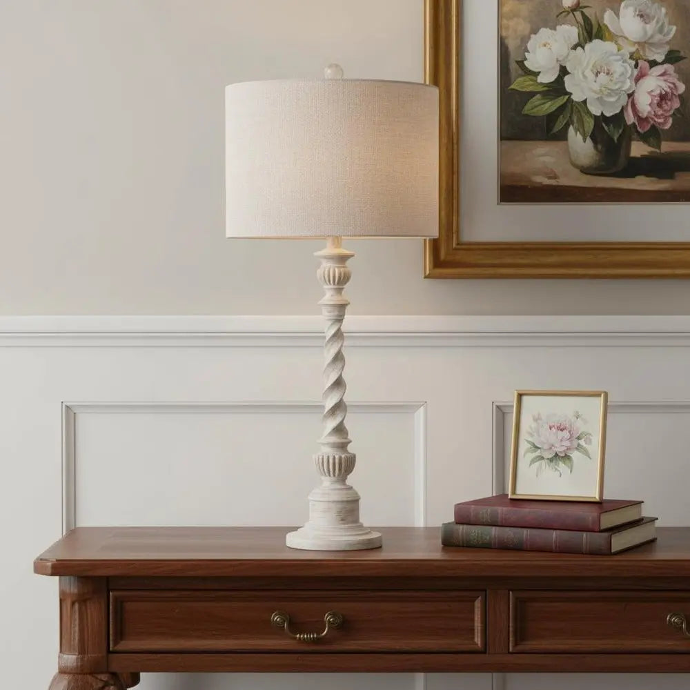 33" White Novelty Table Lamp LED With Globe Shade HomeRoots