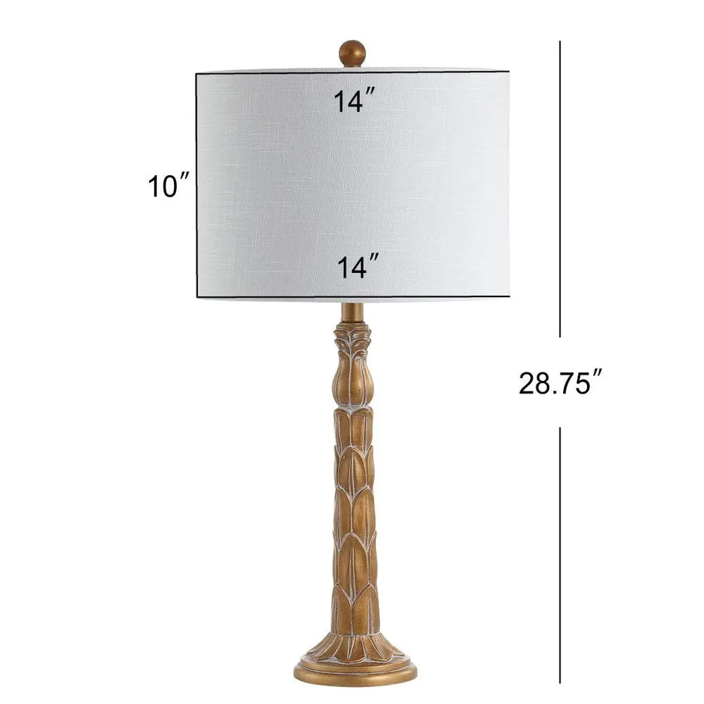 29" Antiqued Gold Novelty Table Lamp LED With Drum Shade HomeRoots