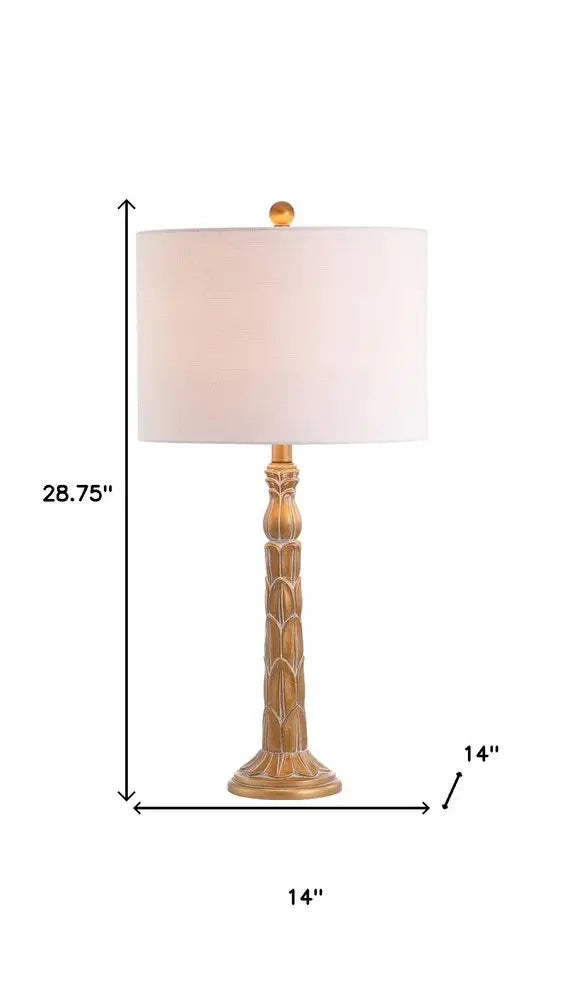 29" Antiqued Gold Novelty Table Lamp LED With Drum Shade HomeRoots