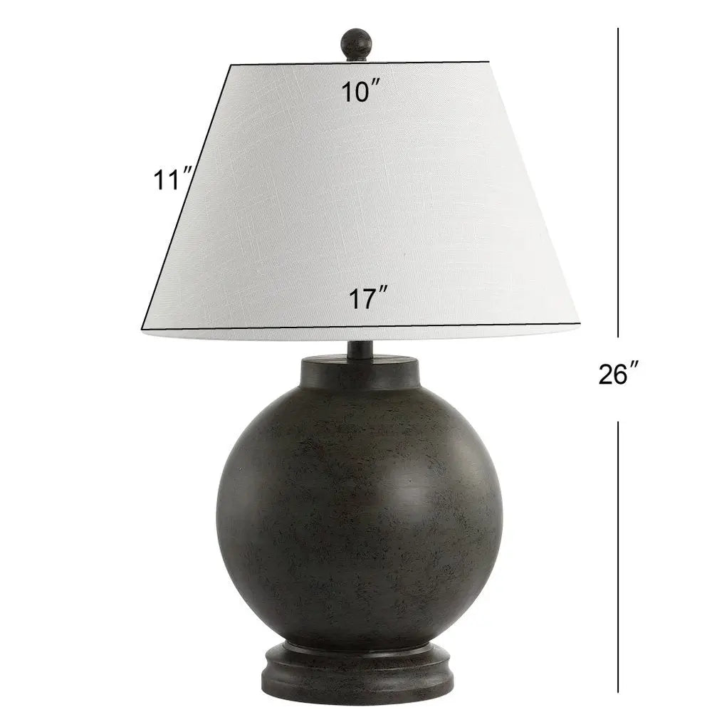 26" Dark Gray Novelty Table Lamp LED With Drum Shade HomeRoots