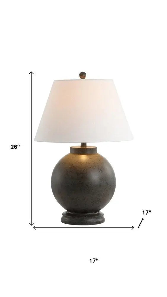 26" Dark Gray Novelty Table Lamp LED With Drum Shade HomeRoots