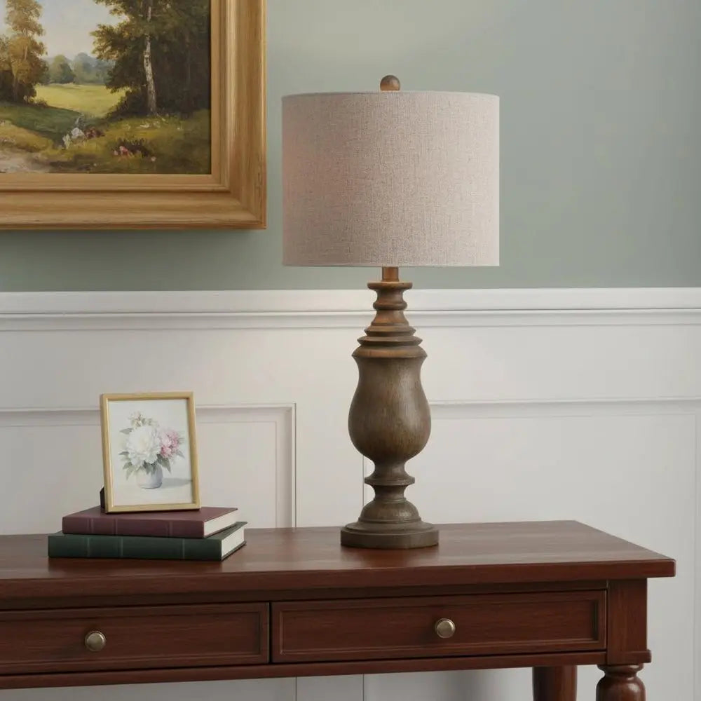 29" Brown Novelty Table Lamp LED With Globe Shade HomeRoots