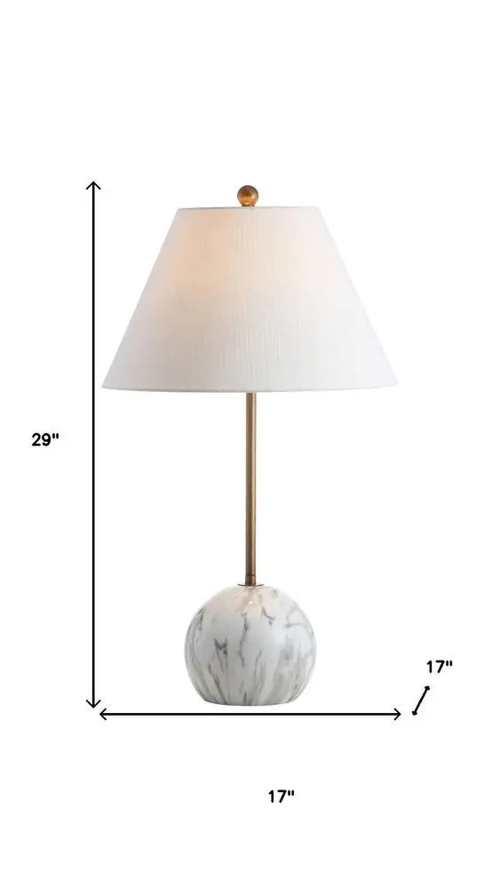 29" White Novelty Table Lamp LED With Globe Shade HomeRoots