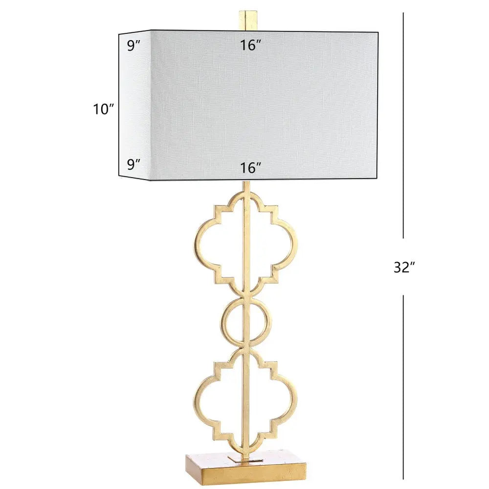 32" Gold Geometric Table Lamp LED With Shade HomeRoots