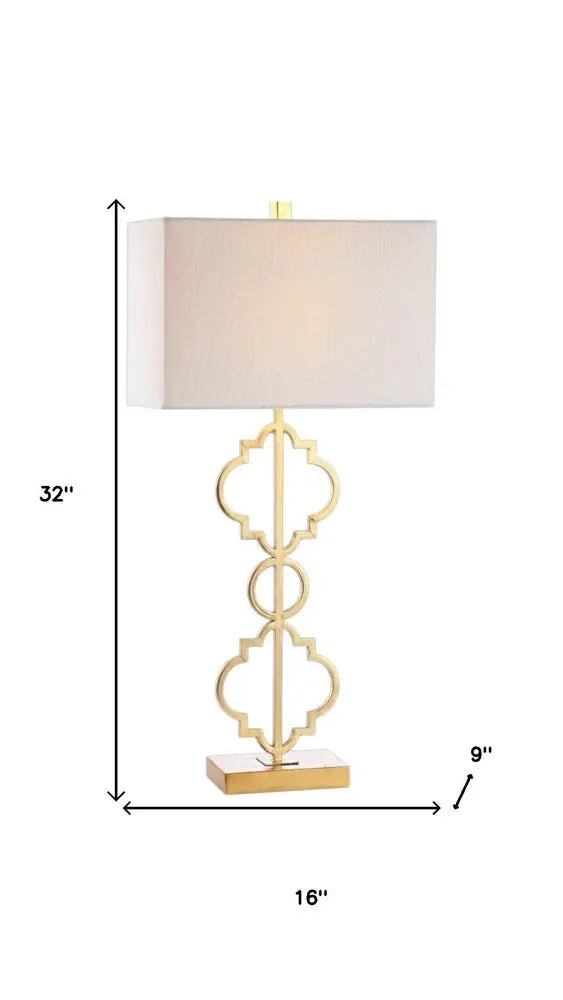 32" Gold Geometric Table Lamp LED With Shade HomeRoots