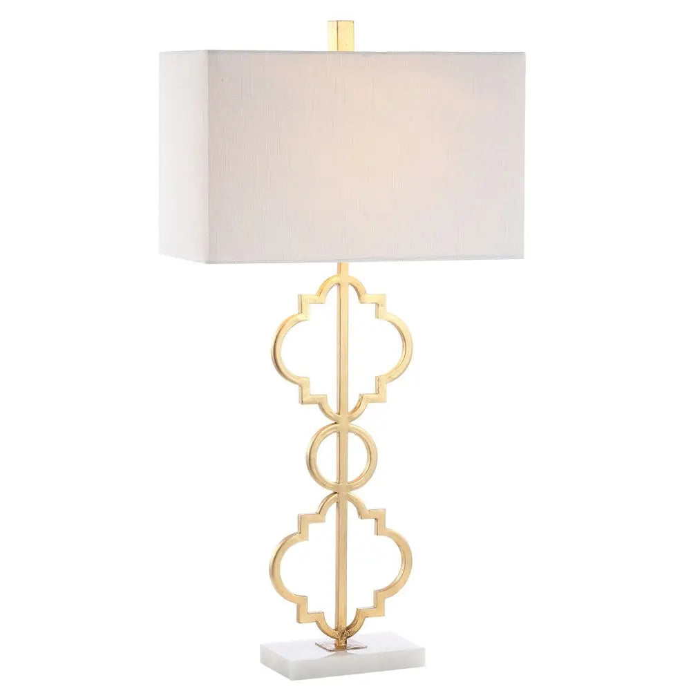 32" White Geometric Table Lamp LED With Shade HomeRoots