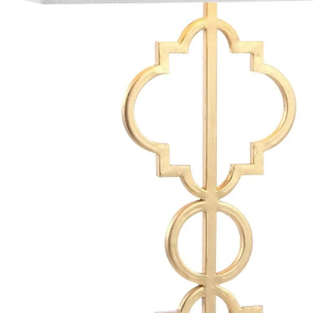 32" White Geometric Table Lamp LED With Shade HomeRoots