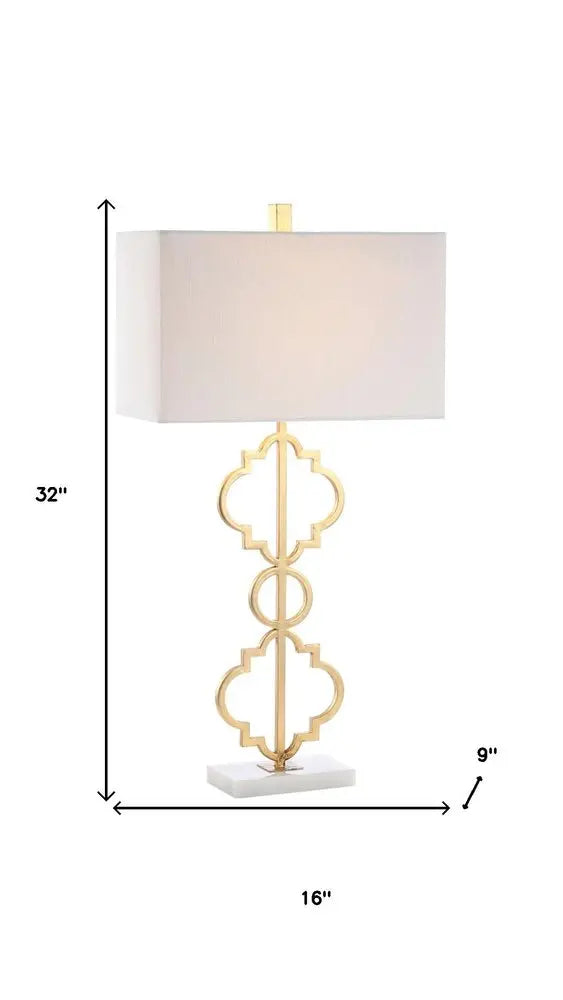 32" White Geometric Table Lamp LED With Shade HomeRoots
