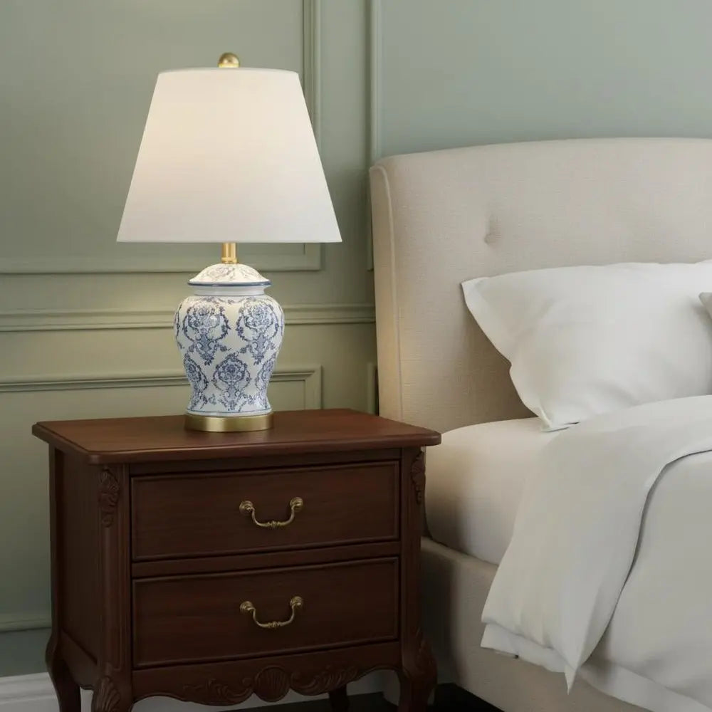 22" Gold Urn Table Lamp LED With Empire Shade HomeRoots