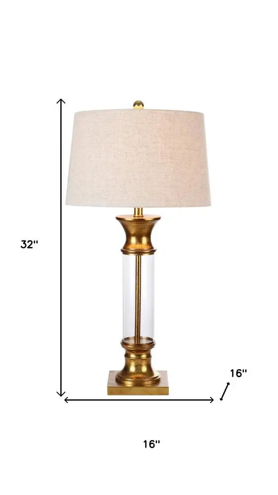 Set of Two 32" Gold Novelty Table Lamps LED With Drum Shades HomeRoots
