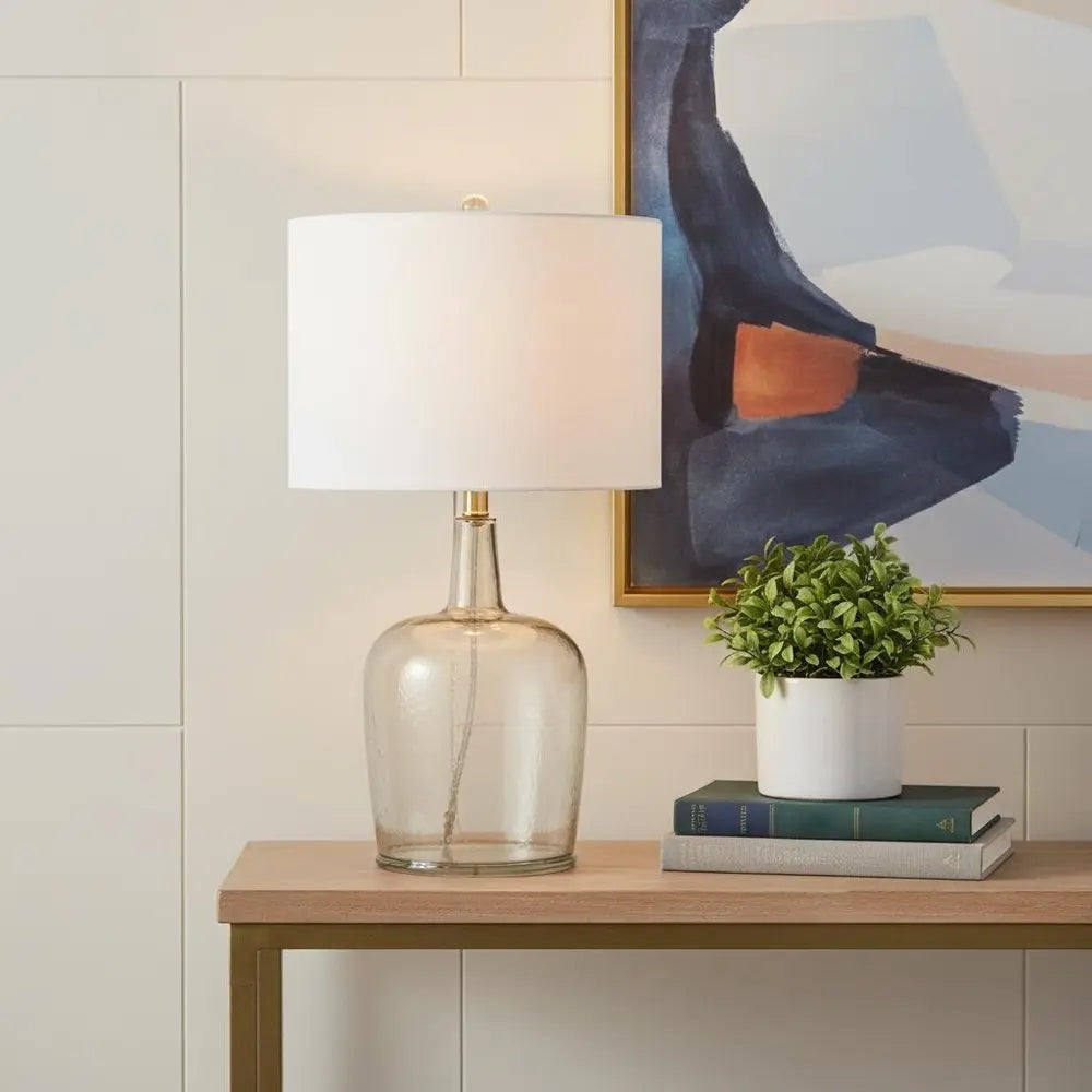 26" Clear Novelty Table Lamp LED With Drum Shade HomeRoots