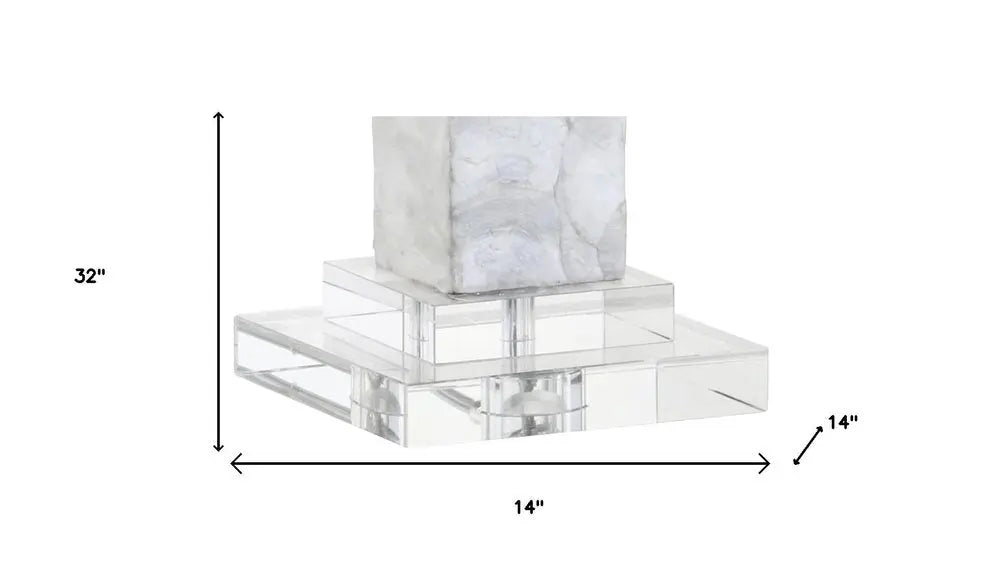 Set of Two 32" Clear Novelty Table Lamps LED With Drum Shades HomeRoots
