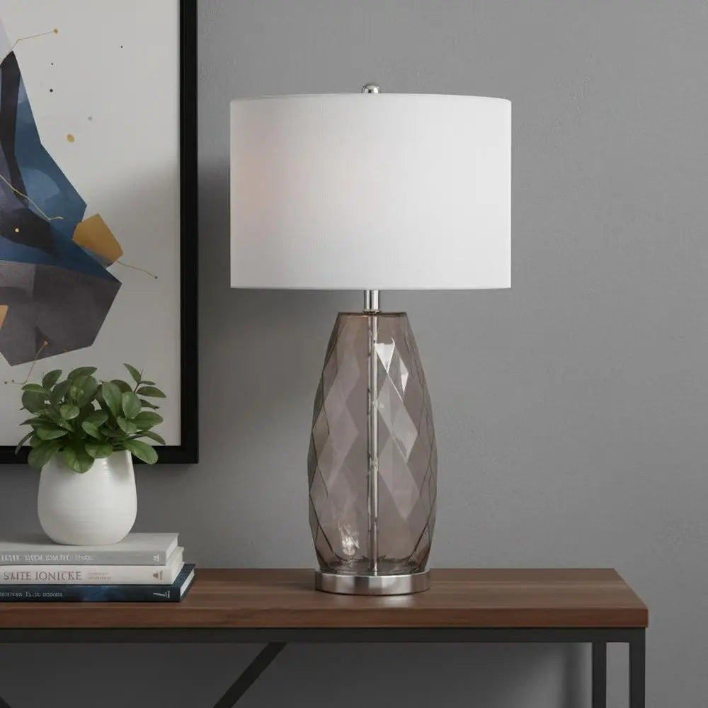 27" Silver Novelty Table Lamp LED With Drum Shade HomeRoots